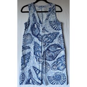 Lilly Pulitzer Dress Women XS Blue Seashell Print Sleeveless Shift‎ Pima Cotton